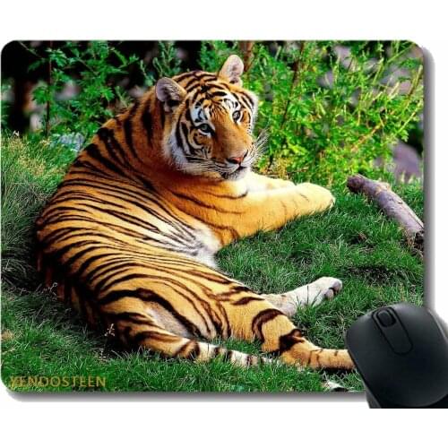Mouse Pad Anti-Slip,Tiger Lying Grass Wood Big Cat 31793 Mouse Pad Mat