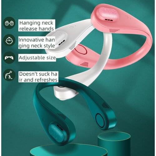 Mini Personal Hanging Neck Fan USB Rechargeable Wearable Portable Neckband Summer Sports Fan Household Silent Fan Radiator
