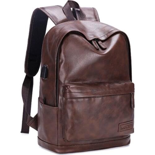 New Fashion Multifunction Mens For Bag Laptop Backpack Large Capacity Quality PU Leather Waterproof Travel Casual Backpacks Men