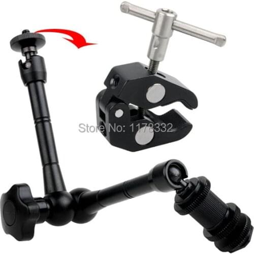 2PCS/1set 2in1 DSLR rig movie kit metal flexible 11 inch magic arm + super clamp suitable for camera camcorder lcd monitor led