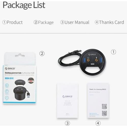 Desktop Power Grommet Hub with 2 Type A 1 Type-C Port for 2.36" Grommet Hole