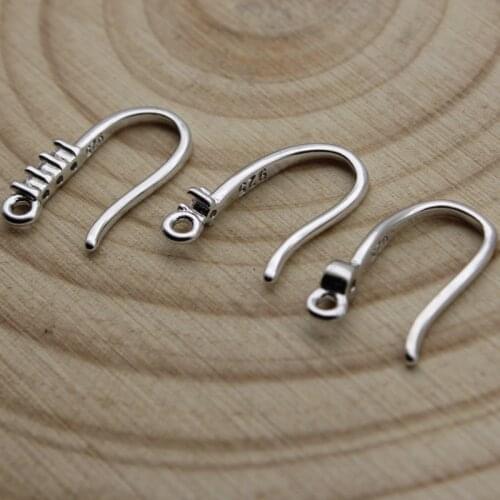 Real Pure 925 Sterling Silver Earring Hooks Clasp Findings Metal Ear Wires Earring Making Fit DIY Jewelry Accessories