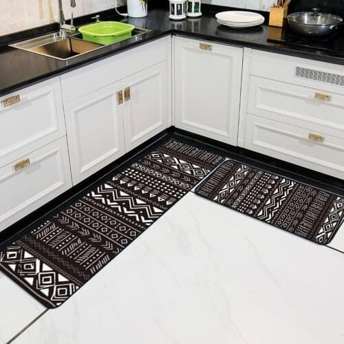 Non-Slip Kitchen Mat Fashion Ethnic Style Black And White Geometry Carpets For Living Room Home Accessories For Bedroom Area Rug