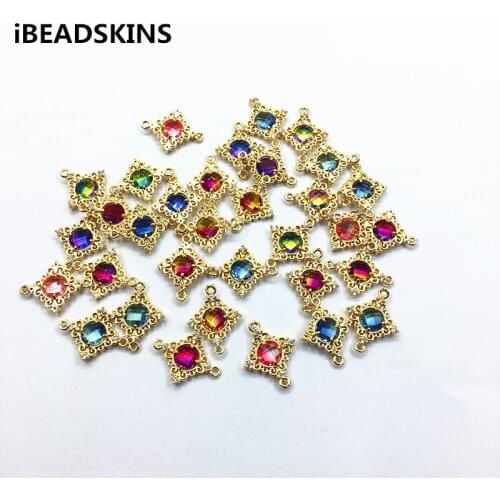 New arrival! 19x15mm 50pcs Crystal Square shape charm/Connectors for Jewelry Accessories ,Earrings parts,hand Made Jewelry DIY
