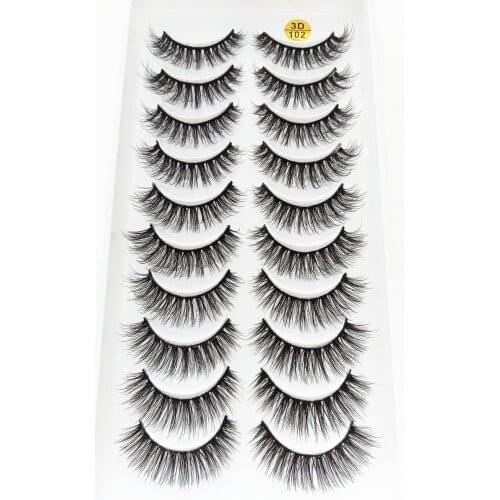 NEW 10 Pairs 3D Soft Mink Hair False Eyelashes Handmade Crisscross Wispy Fluffy Long Lashes Natural Eye Makeup Tools Eye Lashes