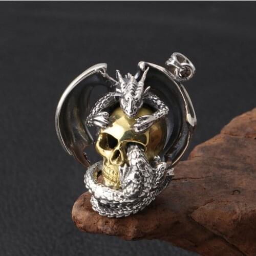 Wholesale S925 Sterling Silver Personality Retro Thai Silver Jewelry Domineering Skeleton Pterosaur Mens Sweater Chain Pendant