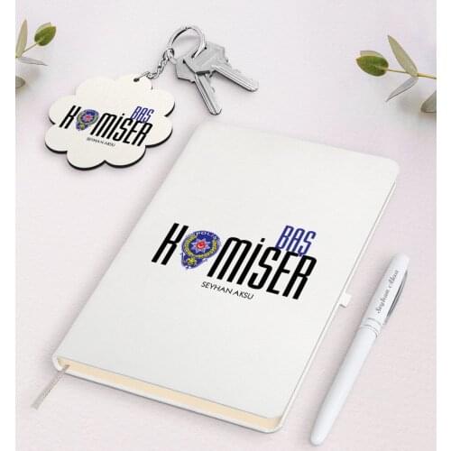 Personalized Superintendent White Notebook Pen And Keychain Gift Set