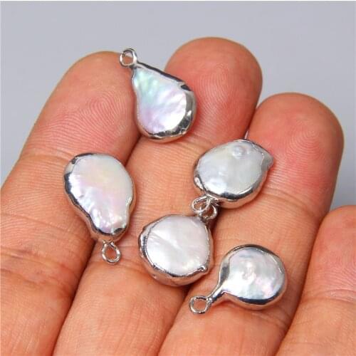 Wholesale 3pcs Natural Freshwater Pearl Pendant silver color natural pearl charm for jewelry making earring bracelet Accessories