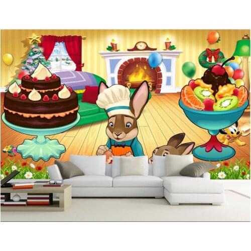 Custom photo 3d wallpaper Cartoon childrens room cake fruit Home decor living room 3d wall murals wallpaper for walls 3 d