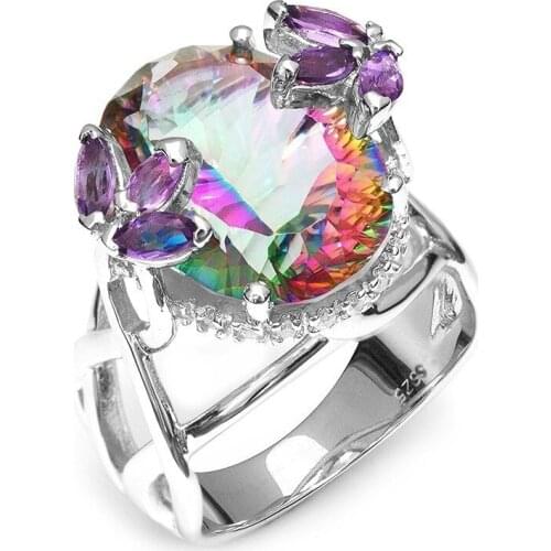 Luxury big Oval color cubic zirconia wedding rings for women 2020 vintage anillo compromiso jewelry accesorios mujer love gift