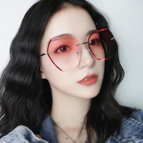 Womens sunglasses high quality Fashion Rimless Brand shades glasses female sunglasses oculos vintage