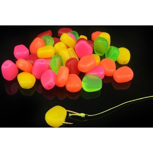 High Quality 50/Lot Fishing Corn Smell Floating Soft Lure Colored Grass Carp Bait Silicone Soft Plastic Bait Tackle Artificial