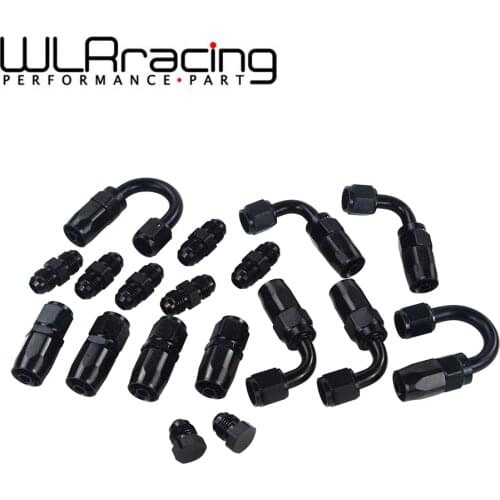 WLR- 6 AN AN-6 Straight / 90 /180 Degree Aluminum Swivel Hose End Fitting Adapter Oil Fuel Line + AN6 PORT PLUG WLR-SL10AN6-BK