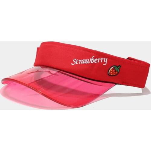 2021 New Summer Sun Hat Women Fruit Color Transparent Empty Top Plastic PVC Sunshade Hat Visor Caps Bicycle Sun Hat