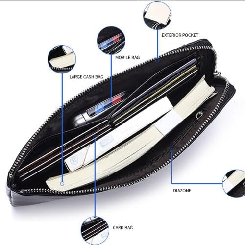 BISI GOROMens Wallet Card Hloder womens Coin Purse Zipper Soft Case Banknote Mobile Phone Leather Long Bag UltraThin New Purse