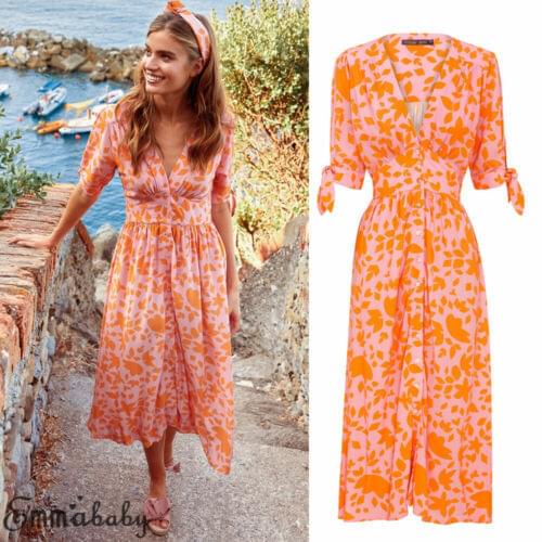 2019 Women Boho Floral Print Long Maxi Dress V Neck Short Sleeve Evening Party Beach Dresses Summer Sundress