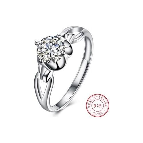 925 Sterling Silver Flower Ring For Women Fashion Wedding Hollow Adjustable Jewelry Anniversary Gift ESH-R0021
