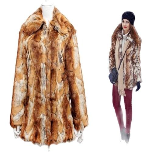 2015 Autumn & Winter Thick Warm Long Fur Coat Tiger stripes leopard Women Faux Fur Coat Jacket Winter Fur Coat Female
