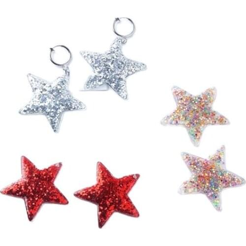 10pcs Red Colorful Sequins Stars Charms Pendants DIY Earrings Making Hair Accessories Women Girls Ear Jewelry Findings