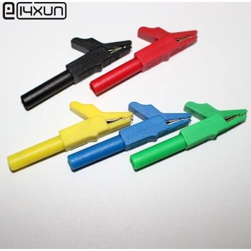 10pcs 15A 300V Cooper Micro Insulated Alligator Clip Connector with 4mm Socket MC All Standard OD 4mm Plug