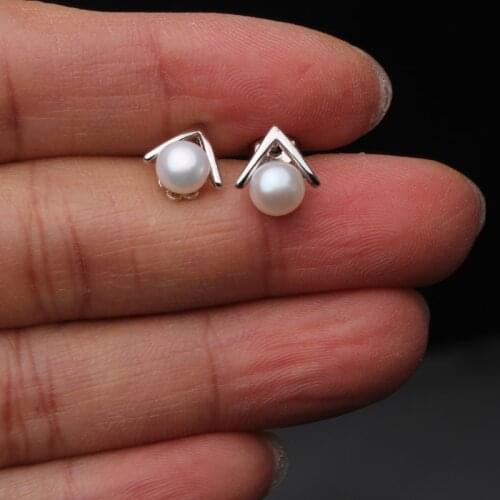 100% Natural Freshwater Pearl sutd Earrings White Pearl Jewelry 925 sterling silver jewelry For Women best gift
