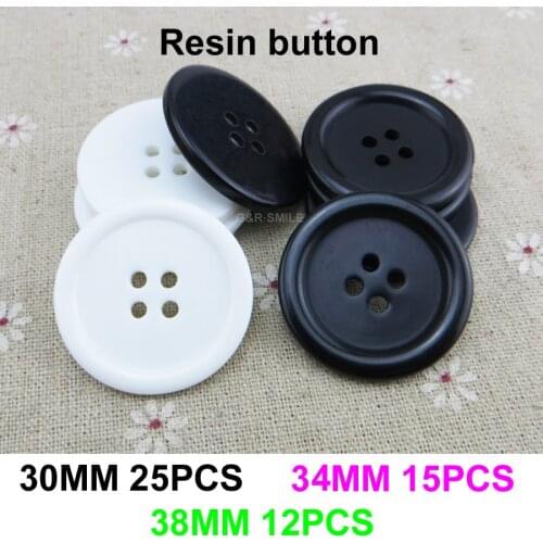 30MM 35MM 38mm HIGH CLASS Dyed RESIN SWEATER black buttons coat boots sewing clothes garment white button R-324