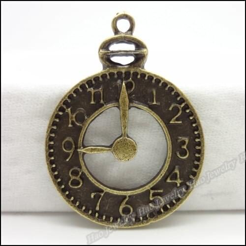 30pcs Vintage Charms Clock Pendant Antique bronze Fit Bracelets Necklace DIY Metal Jewelry Making