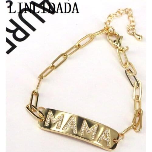 5Pcs, Cz Mama Connector Link Chain Bracelet For Women, Gold Filled Crystal Bar Charm Bracelets For Her, Mothers Day Gift