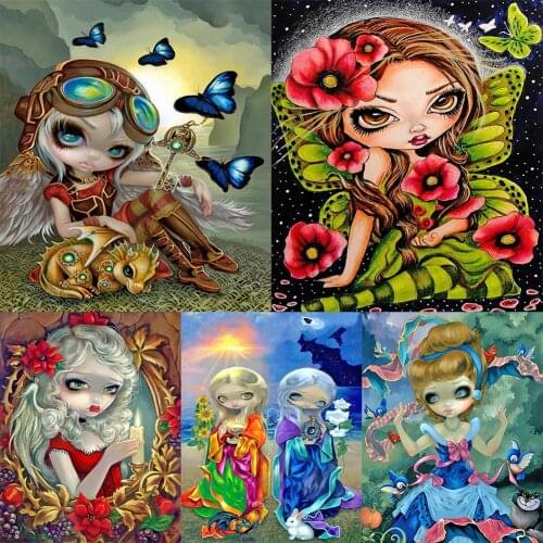 5D Diamond Painting Cartoon Girl Doll Series DIY Full Round Drill Diamond Painting Home Decoration Gift Hanging Painting 30x40cm