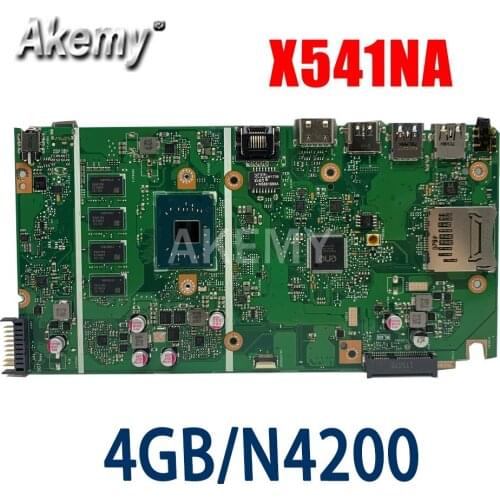 AKemy X541NA N4200/N3350 4GB RAM mainboard REV 2.1 For ASUS X541 X541N X541NA laptop motherboard 90NB0B30-R00031 free shipping