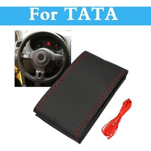 Anti-Slip Leather Diy Car Steering Wheel Cover Case With Needles And Thread For Tata Indica Indigo Nano Safari Sumo Aria