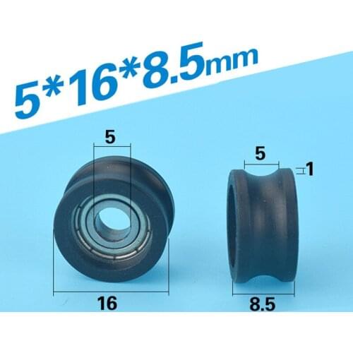 Free shipping 10pcs PA66 roller wheel 5*16*8.5 plastic bearing door window wheel roller