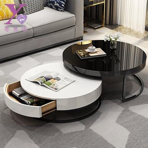 Northern Europe big and small round tea table light luxury post modern simple tea table living room creative round combination