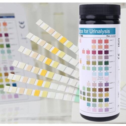 URS-14 100strips Urinalysis Reagent Test Paper 14 Parameters Urine Test Strips Leukocytes, Nitrite, Urobilinogen, Protein, pH