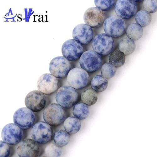 Natural Matte Blue Spot Jaspers Stone Beads For Jewelry Making 4 6 8 10 12mm Round Loose Spacer Beads DIY Bracelet Necklace 15"