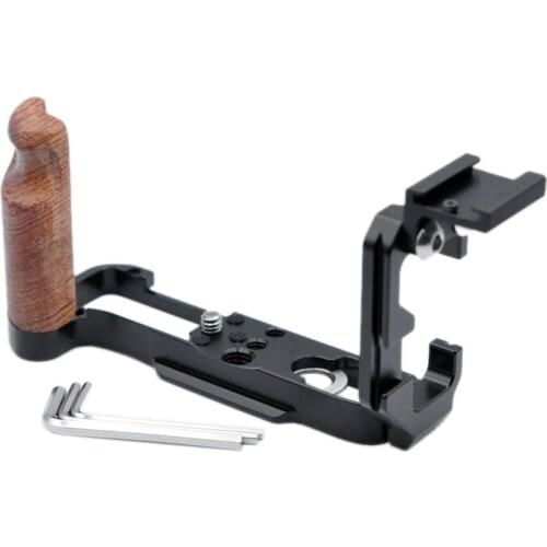 Quick Release Shaped Plate Holder Wooden Handle Protective Hand Grip Camera Bracket with Cold Hot Boot for Fuji X-A7 XA7