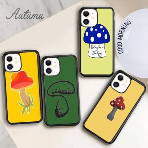 Single mushroom Phone Case for iPhone 11 12 Pro Max mini X XR XS SE 2020 5 6S 7 8 Plus Samsung Galaxy S8 S9 S10 Cover shell