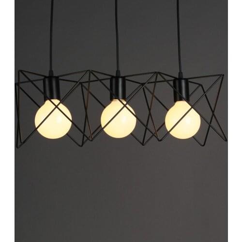 Black vintage industrial pendant light nordic retro lights iron lampshade loft edison lamp metal cage dining room Countryside