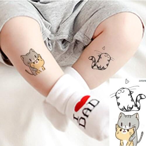 Baby Kids Cute Cats Love Temporary Cartoon Tattoos Stickers Black Flash Legs Art Tattoo Waterproof Fake Custom Xmas Tatoos Paste