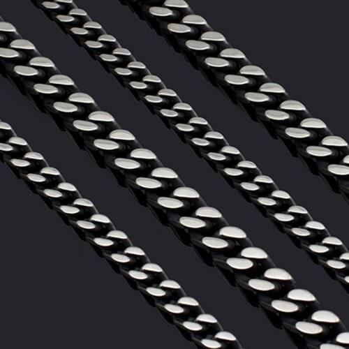 Dolaime 5mm/7mm hiphop chain necklace flat in blacksilver color locomotive style mens necklaces gift for boyfriend