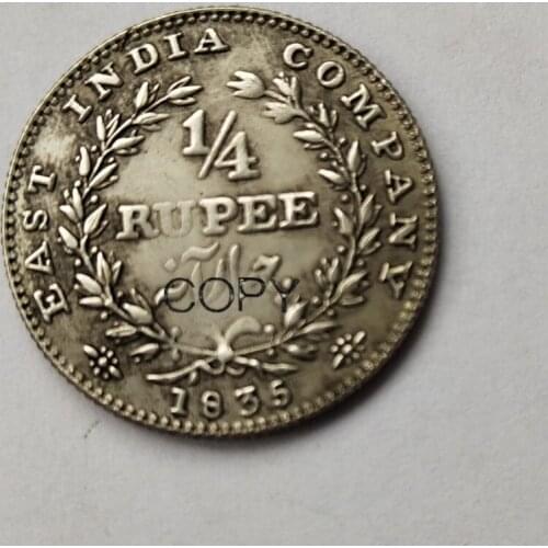 Ancient India 1/4 RUPEE 1835 Silver Plated Copy Coins IN(32)