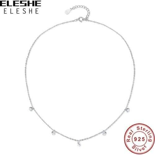 ELESHE Wholesale 925 Sterling Silver Necklaces Sparkling Crystal CZ Chokers Necklace For Women Dating Jewelry Accessories