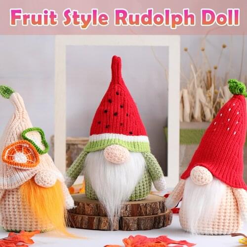 Cute Knitting Summer style knitting fruit series Rudolph Faceless Decorations Toy Plush Stuffed Doll Mascot Ornaments Gifts