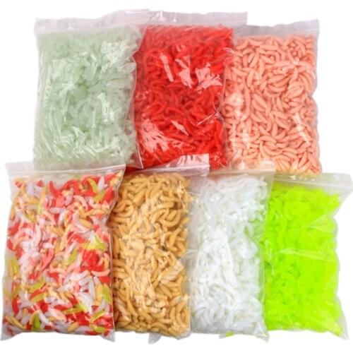 50PCS/bag Maggot Grub Soft Fishing Lure 2cm 0.3g Worms Glow Shrimps Fish Lures Glow Shrimps Fish Lures Hooks Smell Hot Sale Set