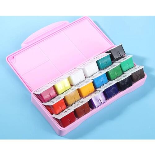 18 Colors Gouache Paint Set Non-Toxic 30ml Jelly Cup Gouache Paint Set Portable Case Gouache Pigments School Art Stationery