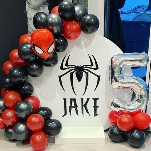 50pcs Spiderman Balloons Set 32inch Number Foil Balloon Superhero Red Black Latex Ballon Kids Birthday Party Backdrop Decoration