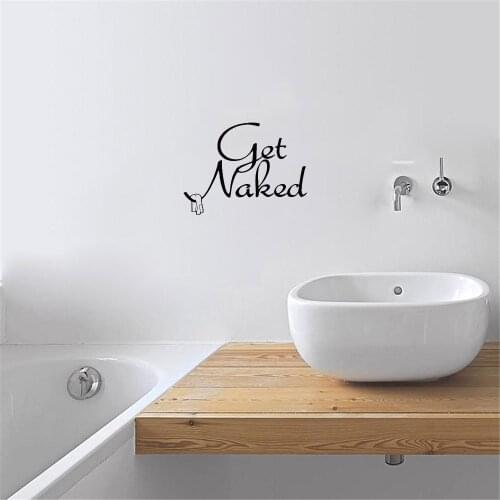 Get Naked Wall Sticker Quote Wall Decal For Bathroom Home Decor Waterproof Vinyl Art Mural Revocable DW10568