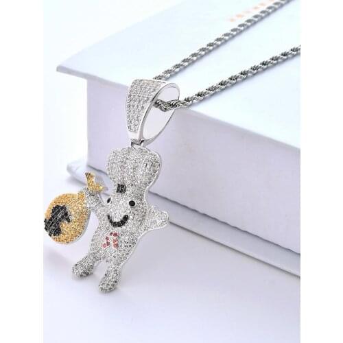 Men Hip hop iced out Holding dollars pendant necklaces Cubic Zirconia High quality male pendants necklace Hiphop jewelry gifts