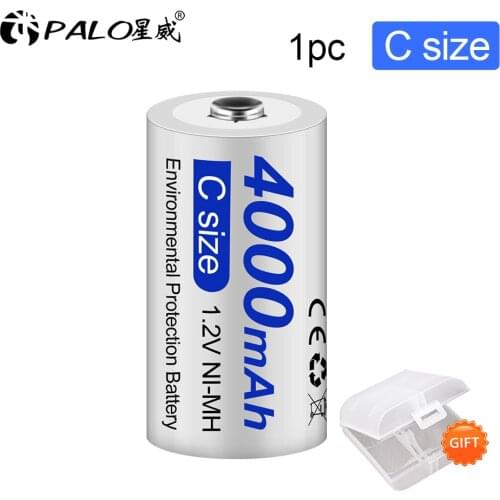 PALO New C Size Rechargeable Battery NI-MH 1.2V type C lithium Rechargeable Batteries For gas cooker oven
