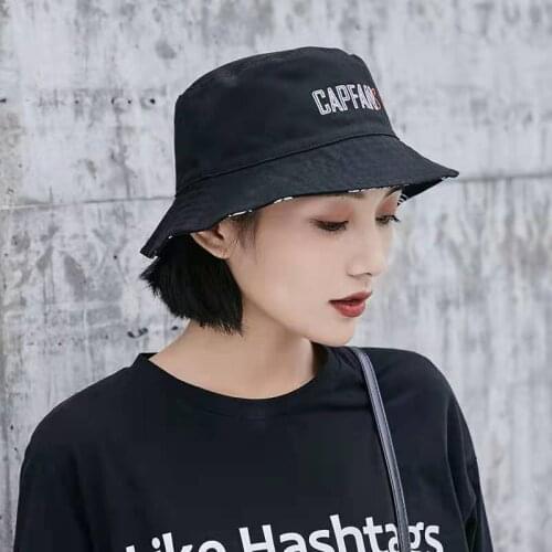 2021 New Spring Summer Women Panama Hats Men Reversible Bob Beach White Caps Korean Stylish Sun Hats Cotton Graffiti Letter Cap